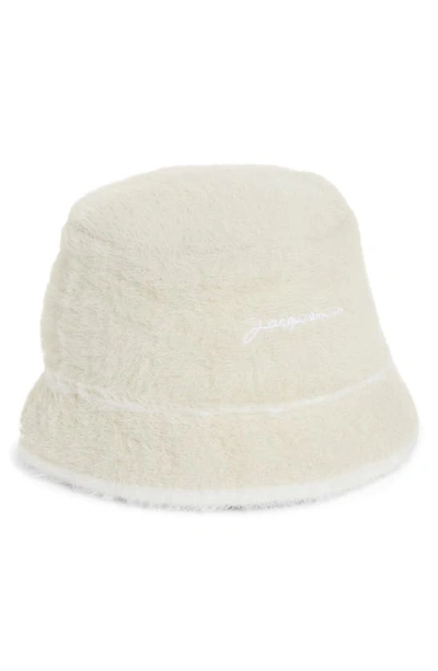 Shop Jacquemus Le Bob Neve Faux Fur Bucket Hat In Off-white