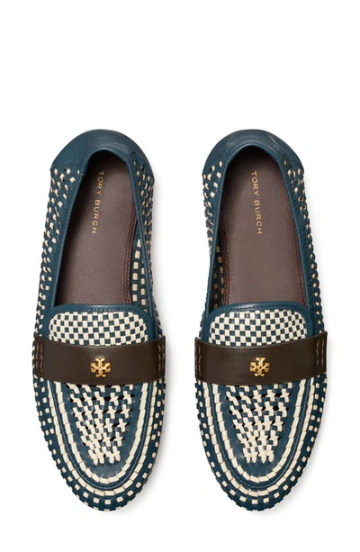 Shop Tory Burch Woven Ballet Loafer In Night Voyage / Cream / Plum