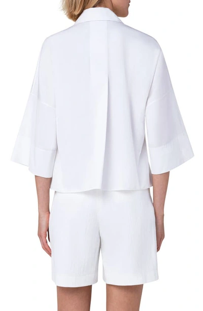 Shop Akris Punto Layered Lines Cotton Poplin Shirt In Cream-multicolor