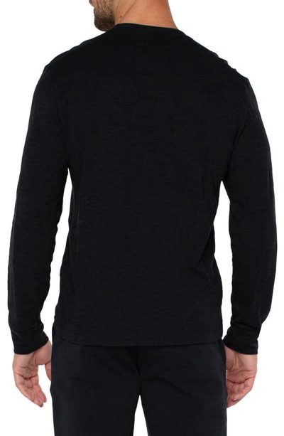 Shop Liverpool Los Angeles Cotton Slub Knit Henley In Black