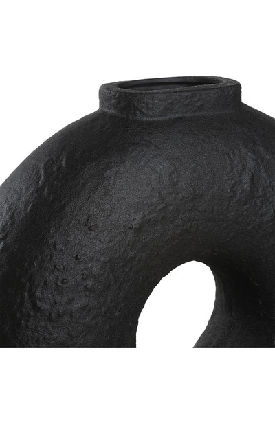 Shop Renwil Ezra Glazed Porcelain Vase In Matte Black Finish