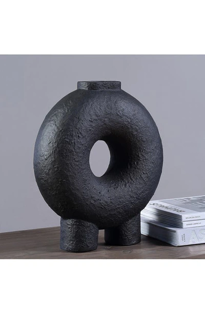 Renwil Ezra Glazed Porcelain Vase In Matte Black Finish