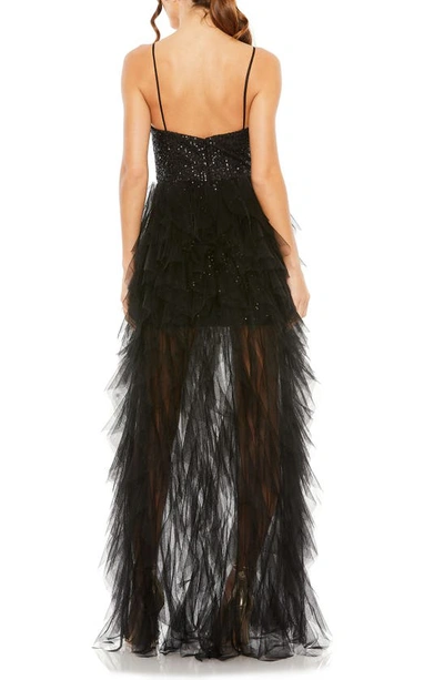 Shop Mac Duggal Sequin Ruffle Tulle Gown In Black