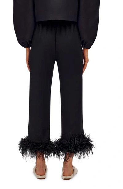 Shop Sleeper Party Pajama Pants With Removable Ostrich Feather Trim In Black