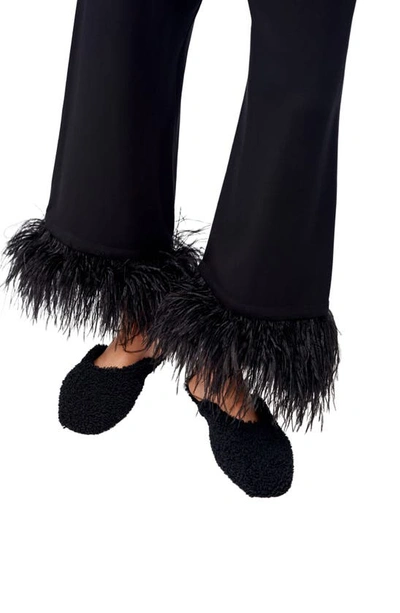 Shop Sleeper Party Pajama Pants With Removable Ostrich Feather Trim In Black