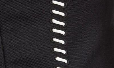Shop Chloé Laced Detail Wool & Linen Pinafore Midi Dress In Black