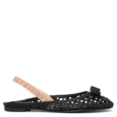 Shop Ferragamo Varina Sling Macrame Ballerinas