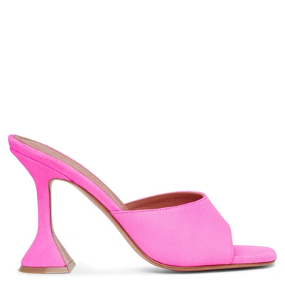 Shop Amina Muaddi Lupita 95 Pink Suede Mule Sandals