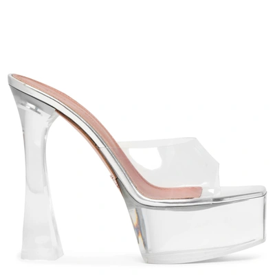 Shop Amina Muaddi Dalida Transparent Pvc Mule Sandals