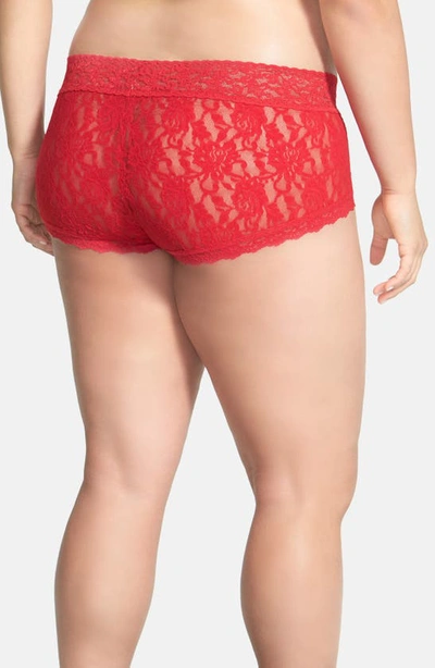 Shop Hanky Panky Stretch Lace Boyshorts In Red