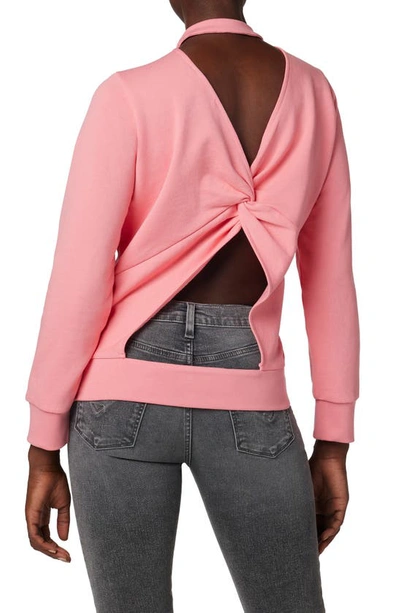 Shop Hudson Knotted Cutout Back Cotton Sweatshirt In Flamingo Flume