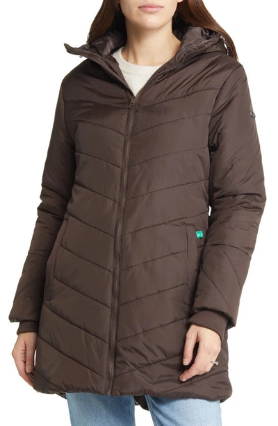 Modern Eternity Faux Fur Trim Convertible Puffer 3-in-1 Maternity Jacket In Dark Chocolate