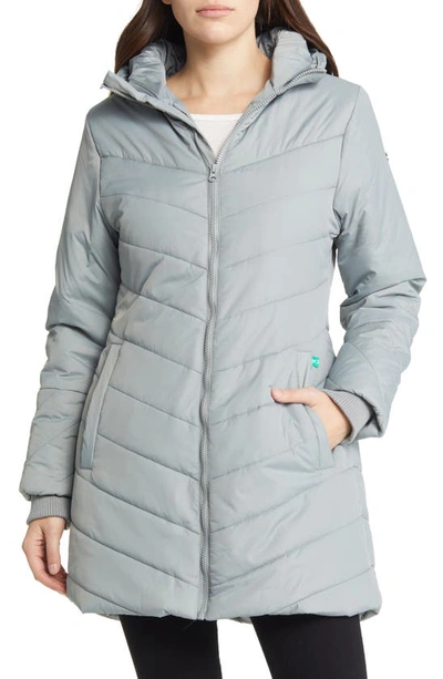 Modern Eternity Faux Fur Trim Convertible Puffer 3-in-1 Maternity Jacket In Graphite