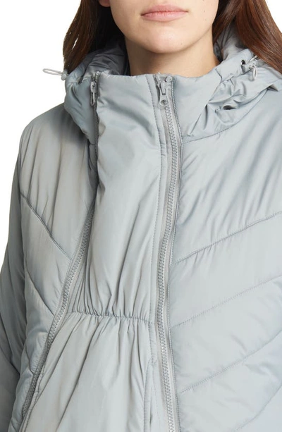 Modern Eternity Faux Fur Trim Convertible Puffer 3-in-1 Maternity Jacket In Graphite