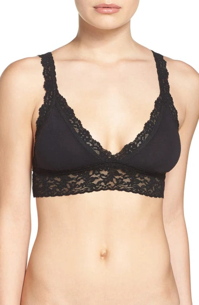 + Net Sustain Signature Lace-trimmed Stretch Organic Cotton Padded Soft-cup  Bra In Black