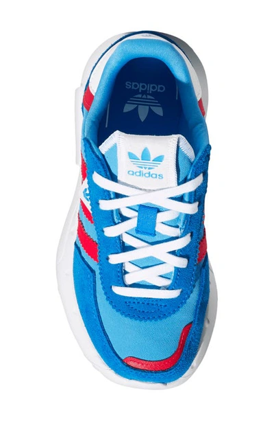 Shop Adidas Originals Kids' Retropy F2 Sneaker In Sky Rush/ Vivid Red/ Blue Rush