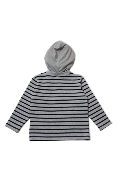 Shop Thoughtfully Hooded Henley With Removable Hood In H. Grey With Black Stripe