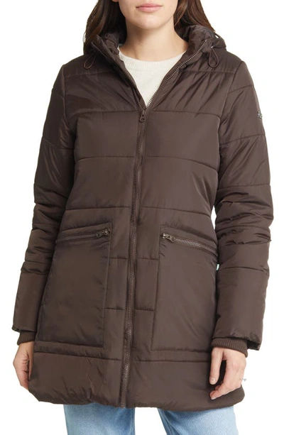 Shop Modern Eternity 3-in-1 Hybrid Quilted Waterproof Maternity Puffer Coat In Dark Chocolate