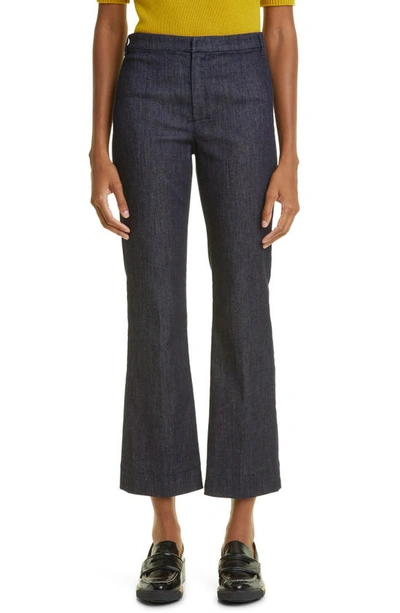 Shop Max Mara Don Crop Straight Leg Stretch Denim Trousers In Midnight Blue