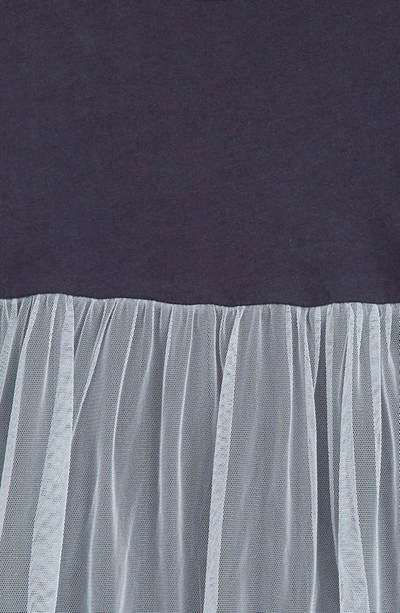 Shop Open Edit Tiered Mesh Overlay Long Sleeve Dress In Navy Charcoal- Blue Kentucky