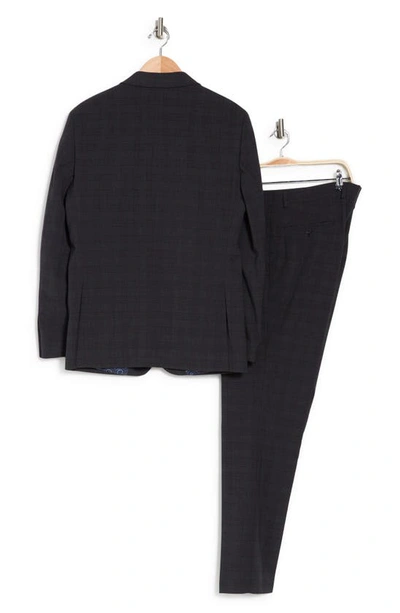Savile Row Co Charcoal Grey Plaid Notched Lapel Suit In Grey