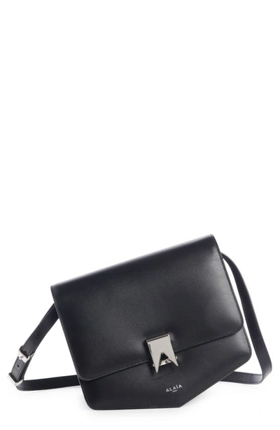 Shop Alaïa Le Papa Leather Crossbody Bag In Noir/ Argent