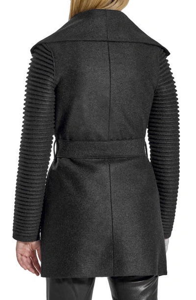 Shop Sentaler Rib Sleeve Alpaca & Wool Wrap Coat In Black