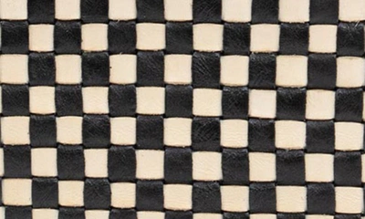 Shop Clare V Midi Sac Woven Leather Crossbody Bag In Black And Cream Checker