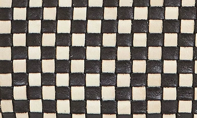 Clare V Grande Woven Leather Belt Bag In Black And Cream Checker