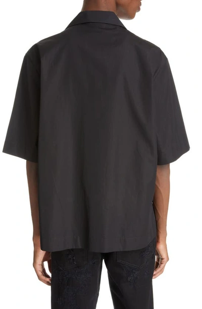 Shop Givenchy Boxy Fit Logo Button-up Camp Shirt In Black