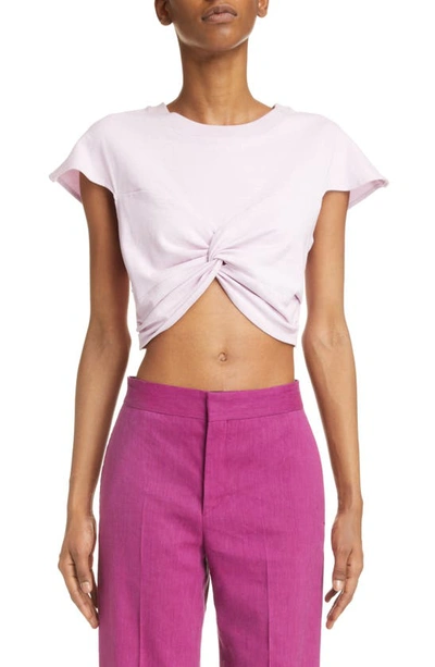 Shop Isabel Marant Zineae Modern Twist Crop Cotton T-shirt In Light Pink