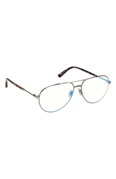 Shop Tom Ford 57mm Blue Light Blocking Glasses In Shiny Gunmetal