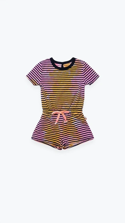 Shop T2love Girl's Stripe Easy Romper In Neon Pink