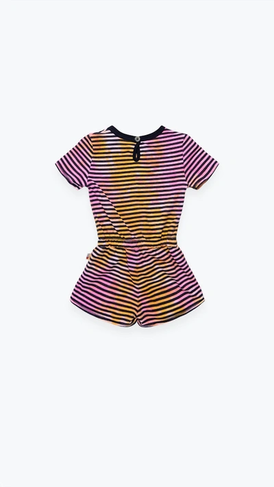 Shop T2love Girl's Stripe Easy Romper In Neon Pink