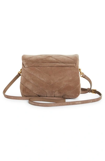 Shop Saint Laurent Toy Loulou Calfskin Suede Crossbody Bag In Taupe/ Taupe