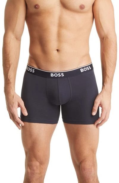 3 pack Classic Cotton Boxer Briefs In Dunkel Blau