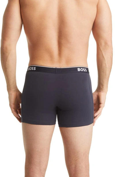 Shop Hugo Boss 3-pack Power Stretch Cotton Boxer Briefs In Deep Blue