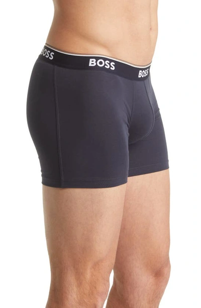 Shop Hugo Boss Boss 3-pack Power Stretch Cotton Boxer Briefs In Deep Blue