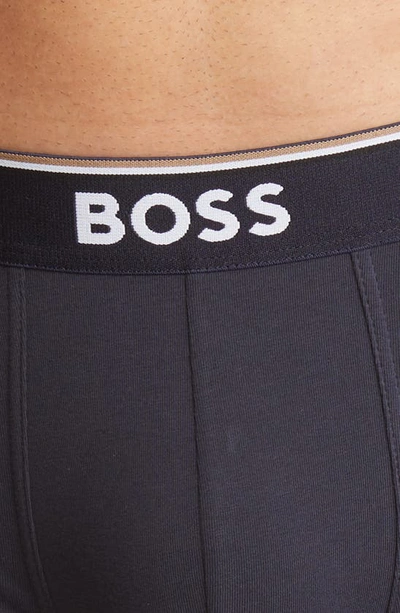 Shop Hugo Boss Boss 3-pack Power Stretch Cotton Boxer Briefs In Deep Blue