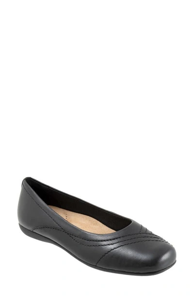 Shop Trotters Sasha Square Toe Flat In Black