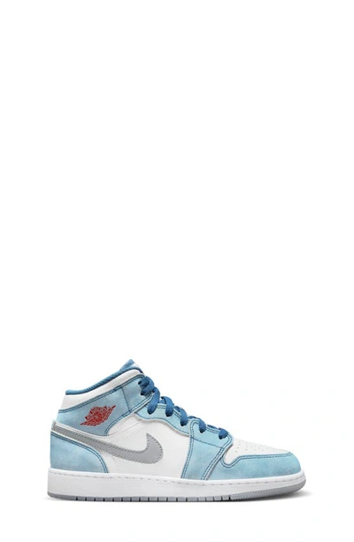 Shop Jordan Kids' Air  1 Mid Se Basketball Sneaker In French Blue/ Red