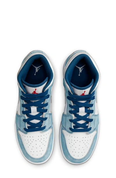 Shop Jordan Kids' Air  1 Mid Se Basketball Sneaker In French Blue/ Red