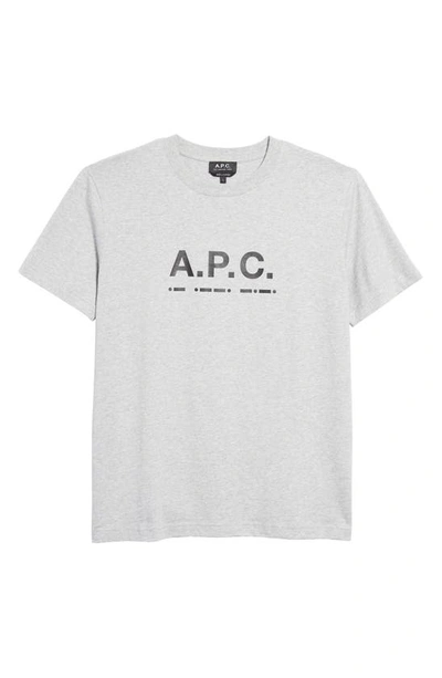 Shop Apc Cotton Graphic Logo Tee In Heather Grey