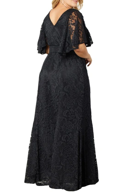 Shop Kiyonna Duchess Lace Evening Gown In Onyx