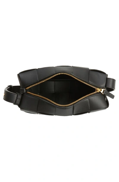 Bottega Veneta Brick Intrecciato Leather Shoulder Bag In Black-gold