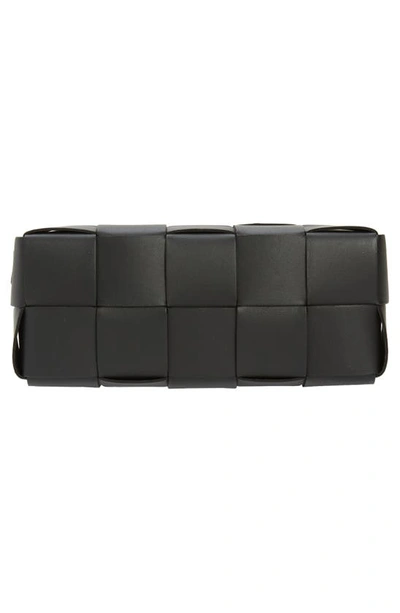 Shop Bottega Veneta Brick Intrecciato Leather Shoulder Bag In Black-gold