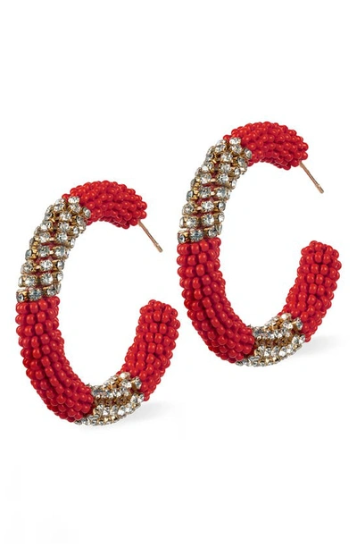 Shop Deepa Gurnani Lana Mixed Media Hoop Earrings In Red
