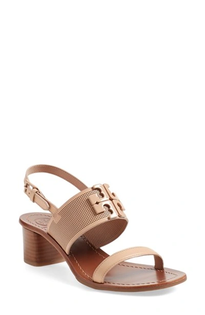 Tory Burch 'lowell' Linen & Leather Sandal (women) In Ivory Leather