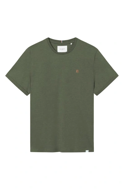 Shop Les Deux Nørregaard Embroidered Cotton T-shirt In 522730-olive Night/ Orange