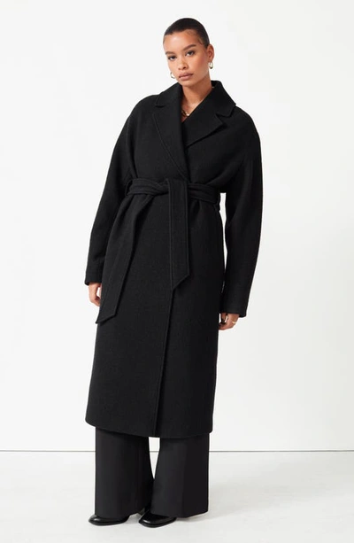 & Other Stories Belted Wool Wrap Coat In Black